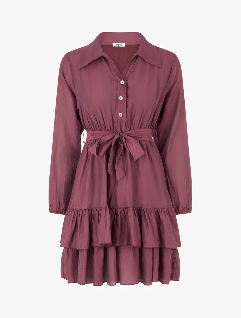 Robe courte volantée - Prune