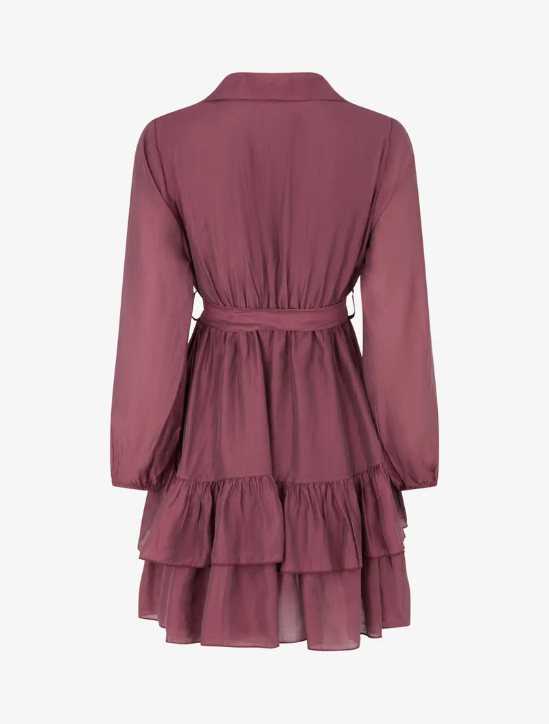 Robe courte volantée - Prune