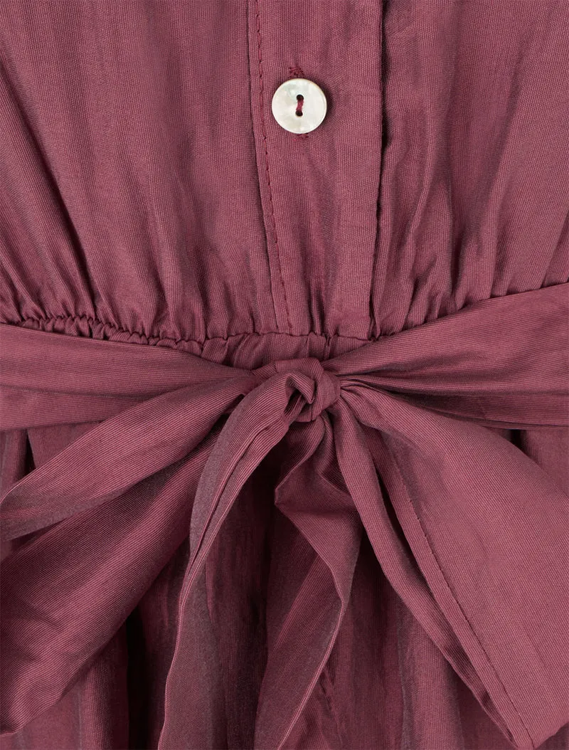 Robe courte volantée - Prune