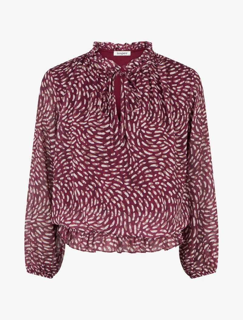 Blouse imprimé fantaisie coupe boule - Prune