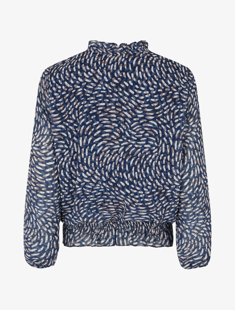 Blouse imprimé fantaisie coupe boule - Marine