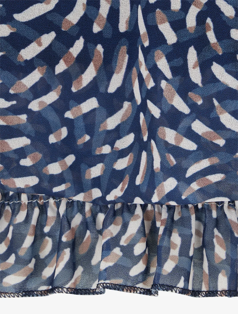Blouse imprimé fantaisie coupe boule - Marine