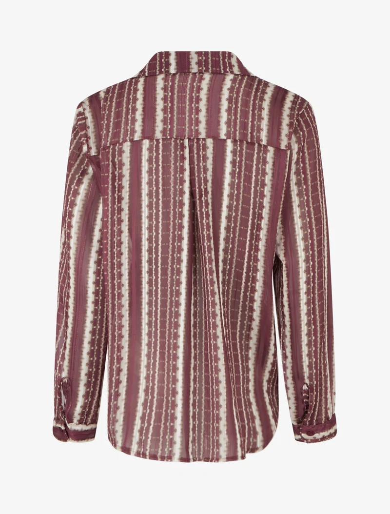 Chemise transparente droite imprimé lignes graphiques - Prune