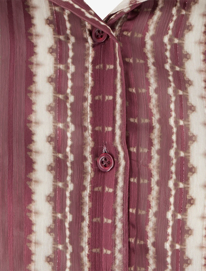 Chemise transparente droite imprimé lignes graphiques - Prune