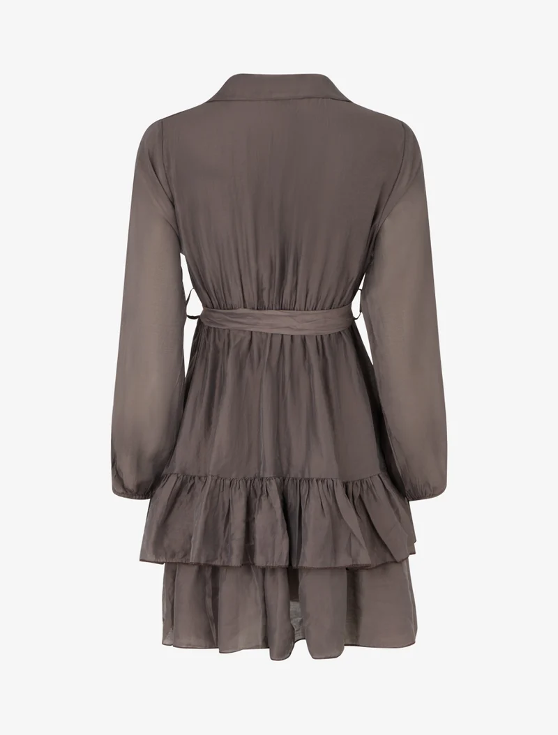Robe courte volantée - Marron