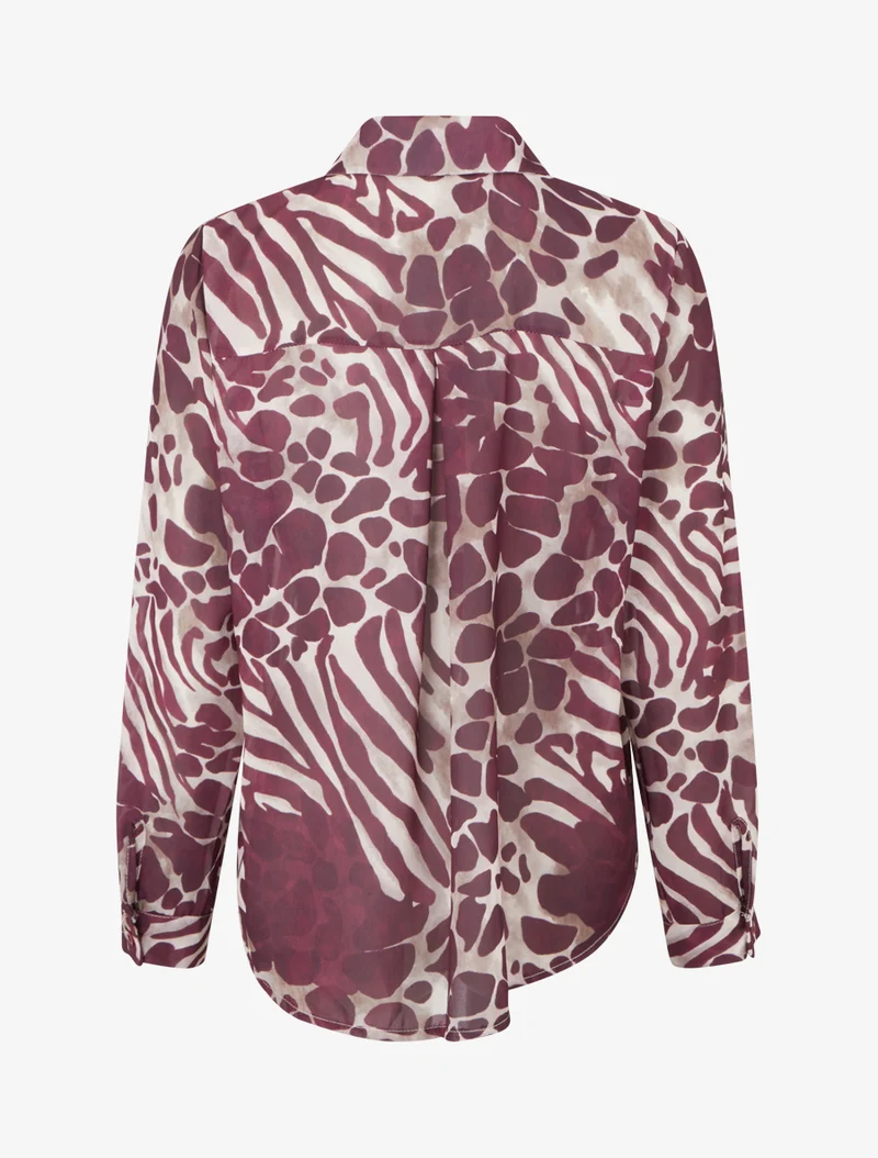 Chemise transparente droite imprimé animal - Prune
