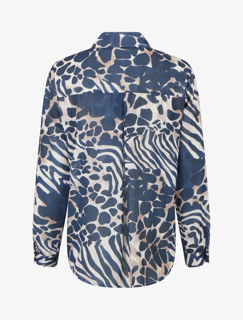 Chemise transparente droite imprimé animal - Marine