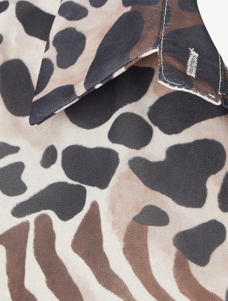 Chemise transparente droite imprimé animal - Noir
