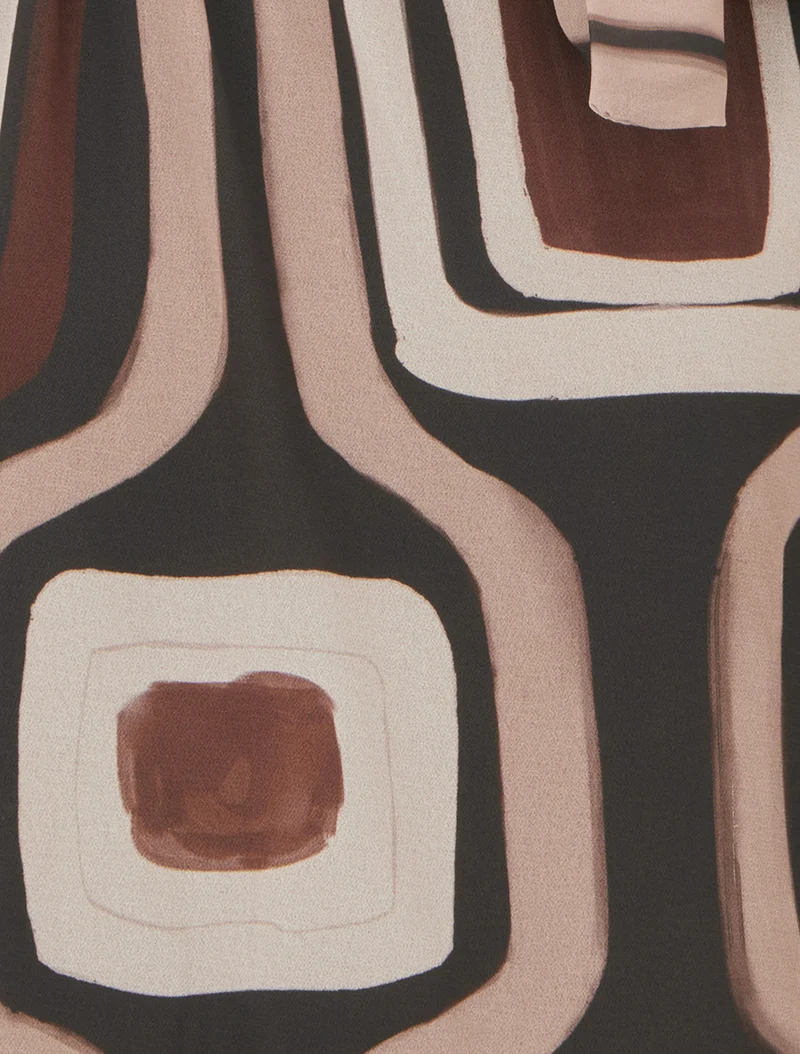 Blouse en voile imprimé rétro à nouer - Marron