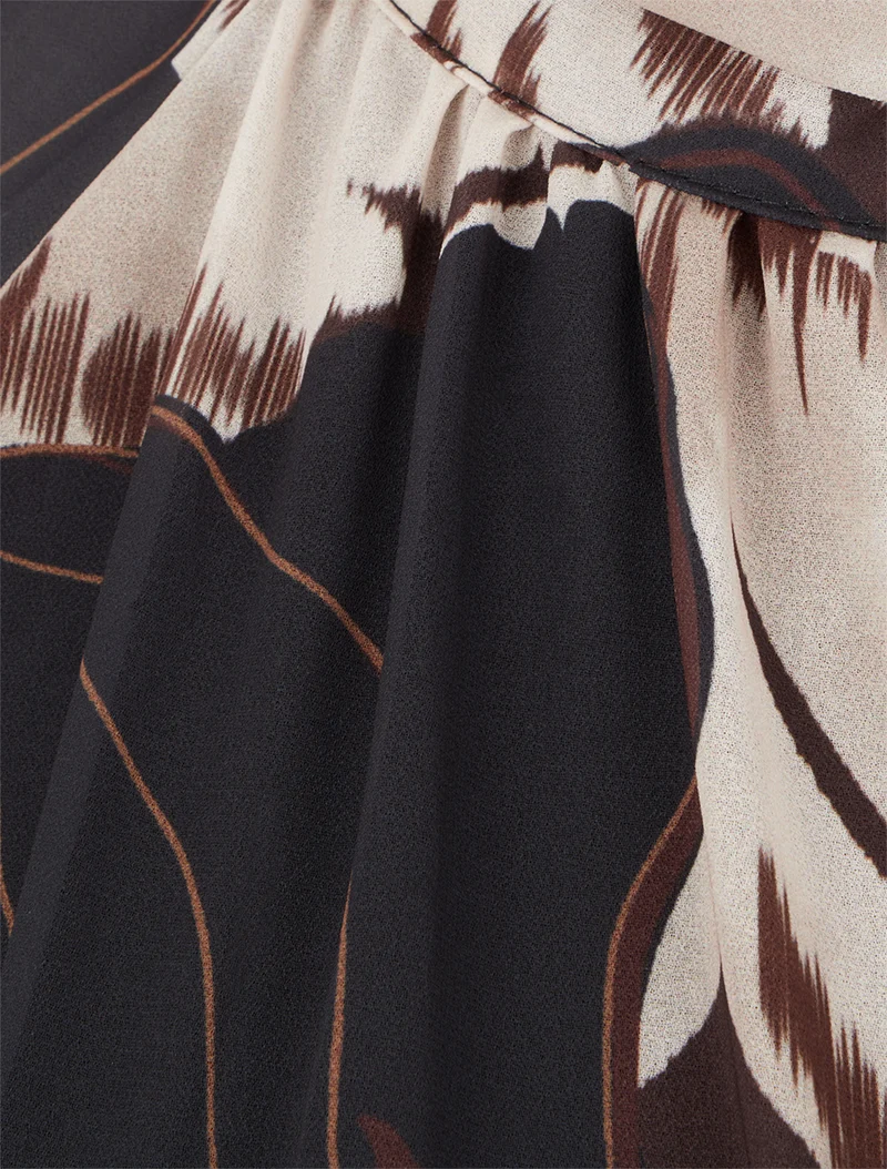 Blouse en voile imprimé floral à nouer - Noir