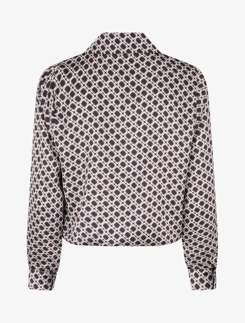 Blouse satinée imprimé 70's - Noir