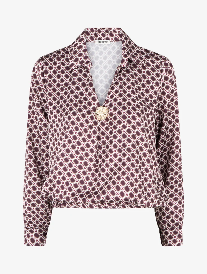Blouse satinée imprimé 70's - Violet