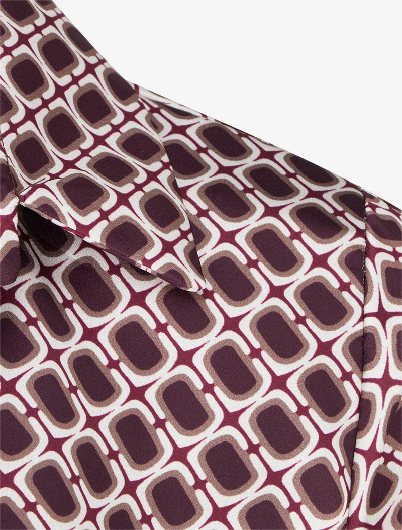 Blouse satinée imprimé 70's - Violet