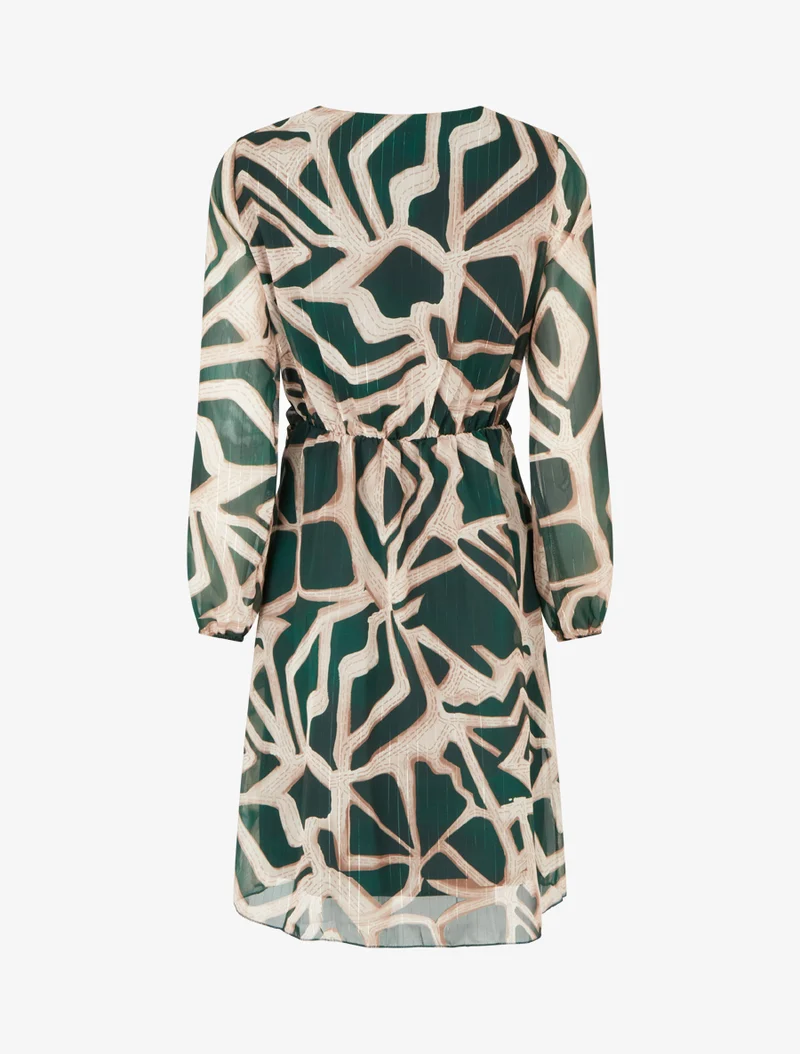 Robe imprimé rétro à rayures irisées - Vert sapin