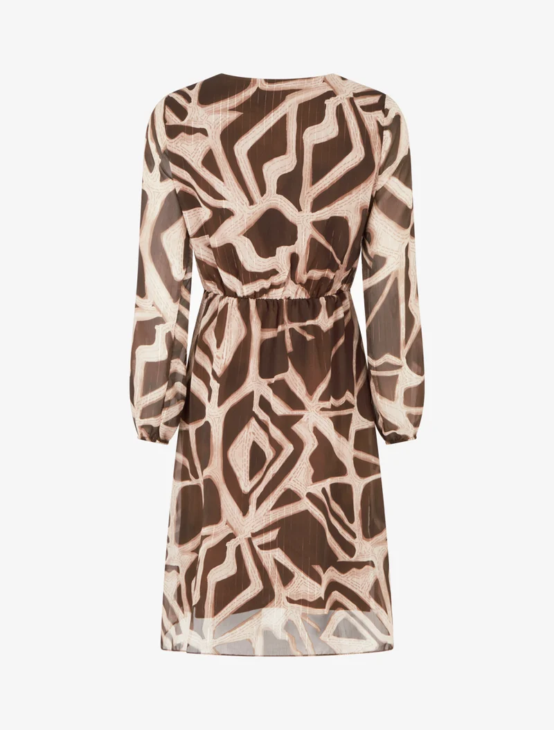 Robe imprimé rétro à rayures irisées - Marron