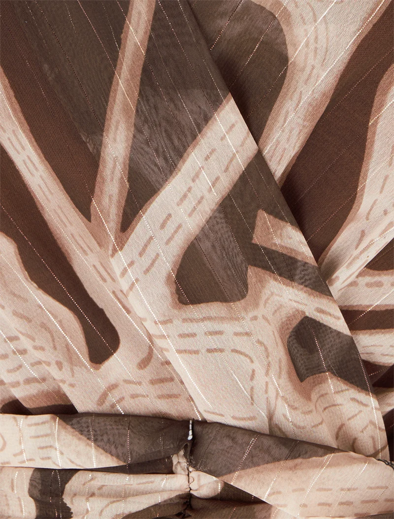 Robe imprimé rétro à rayures irisées - Marron