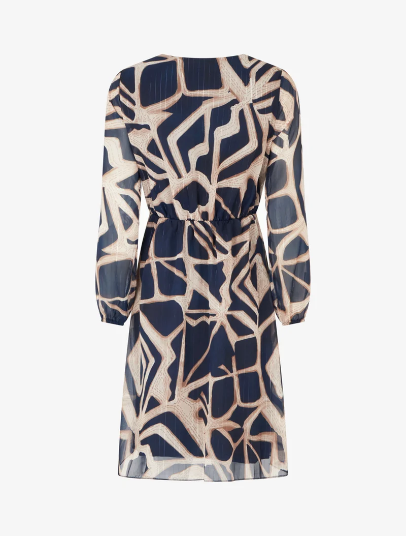Robe imprimé rétro à rayures irisées - Marine