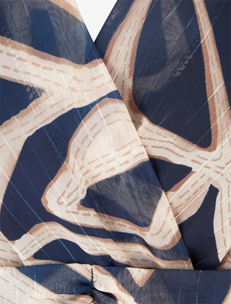 Robe imprimé rétro à rayures irisées - Marine
