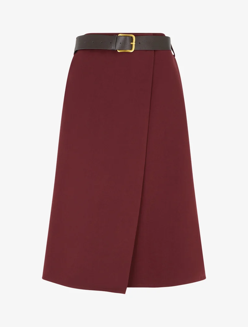 Jupe mi-longue style portefeuille - Bordeaux