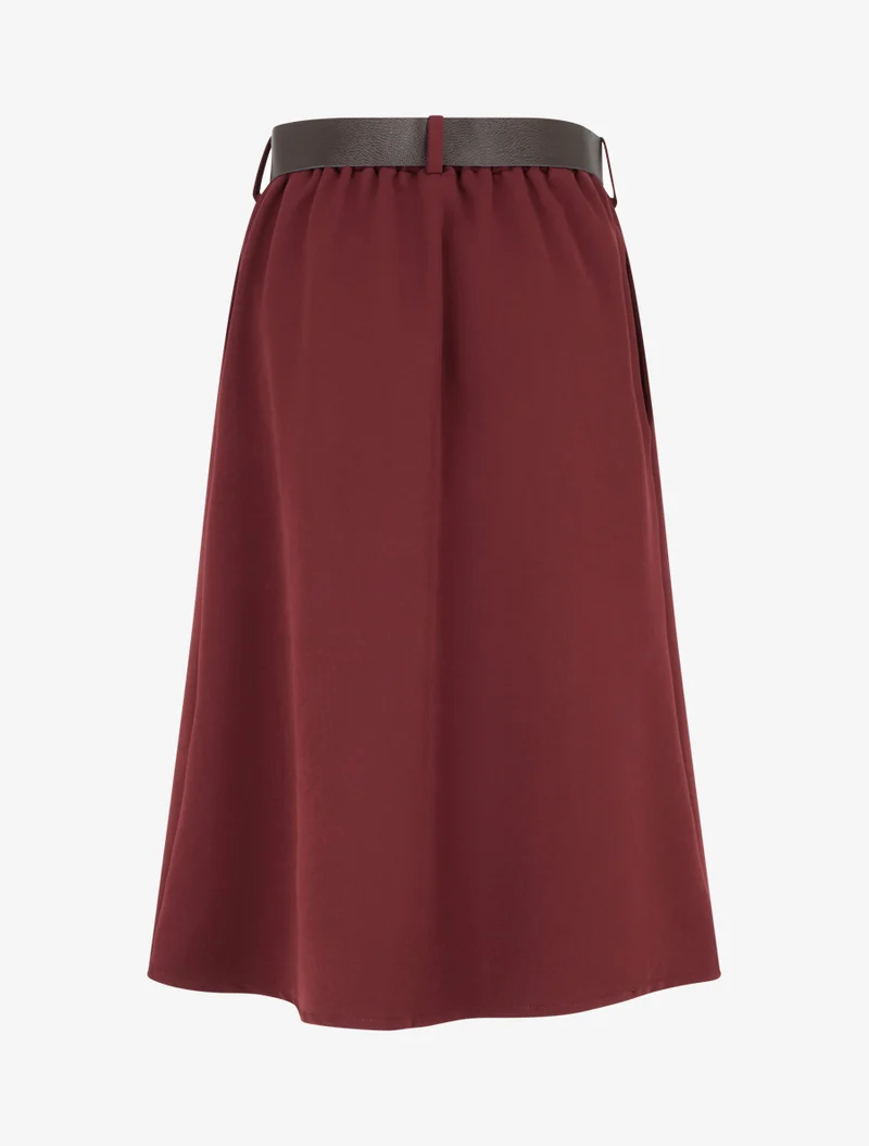 Jupe mi-longue style portefeuille - Bordeaux