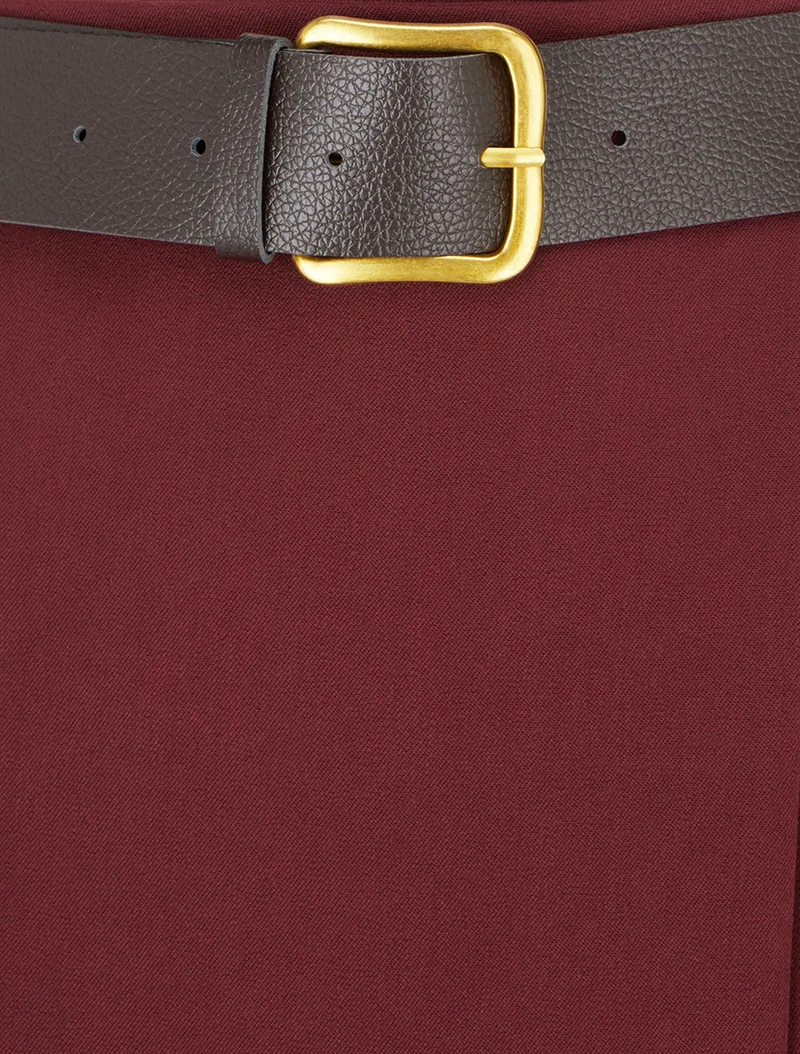 Jupe mi-longue style portefeuille - Bordeaux