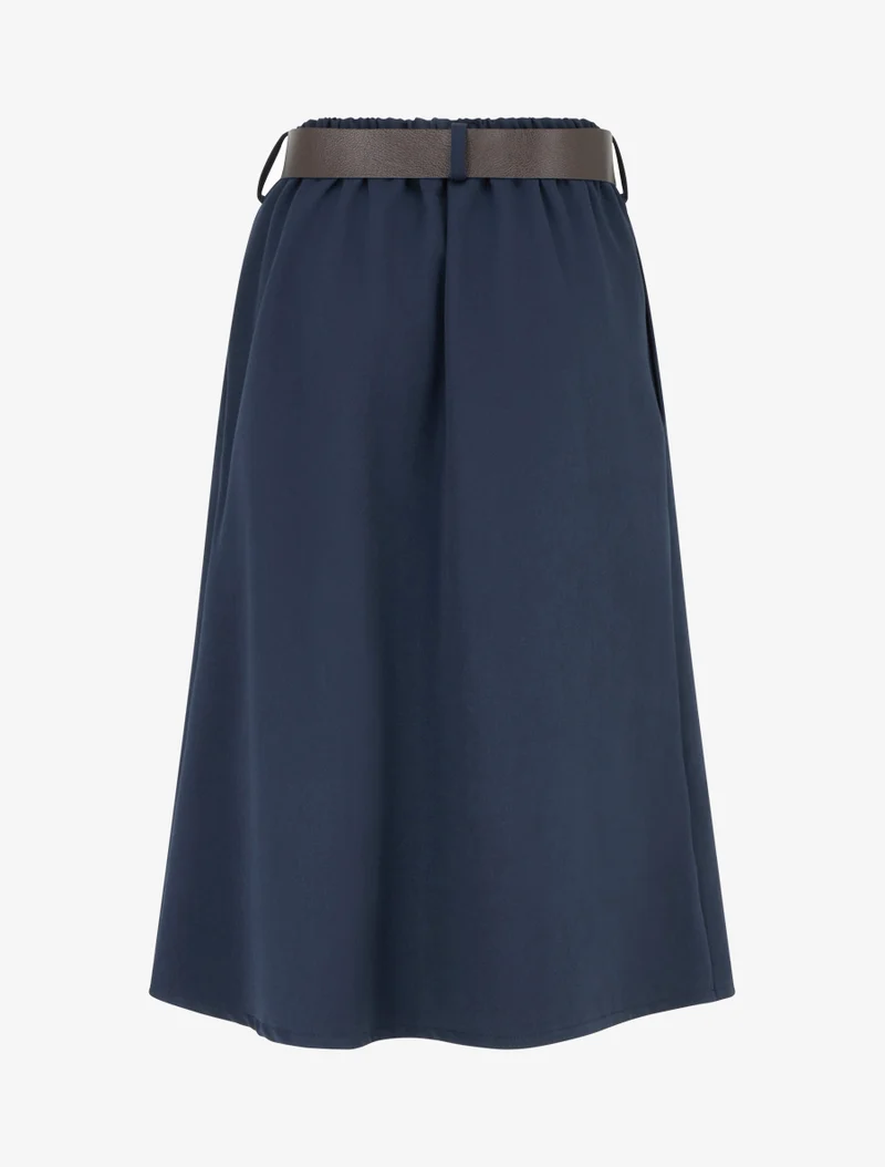 Jupe mi-longue style portefeuille - Marine