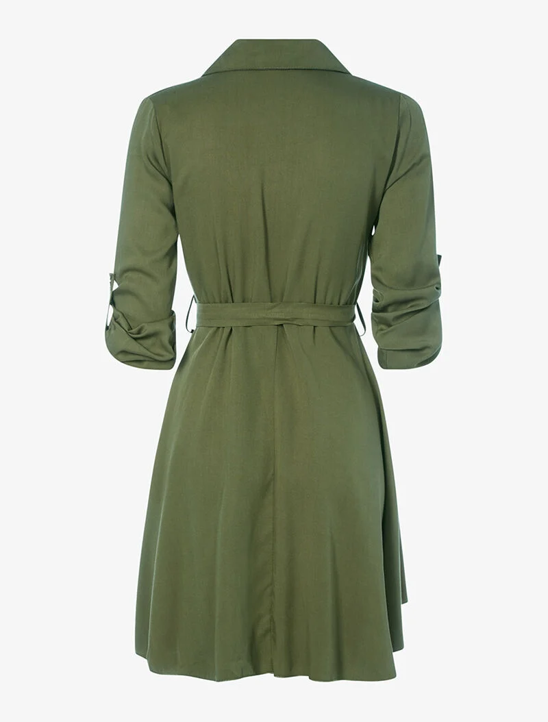 Robe style saharienne évasée - kaki