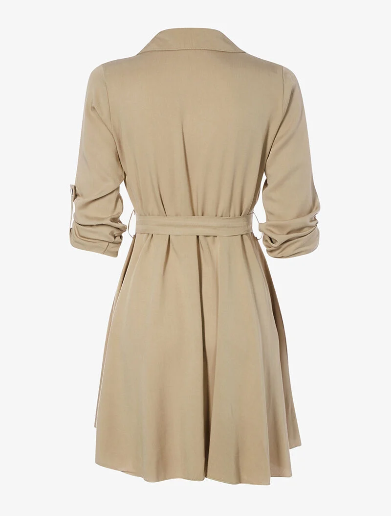 Robe style saharienne évasée - beige foncé