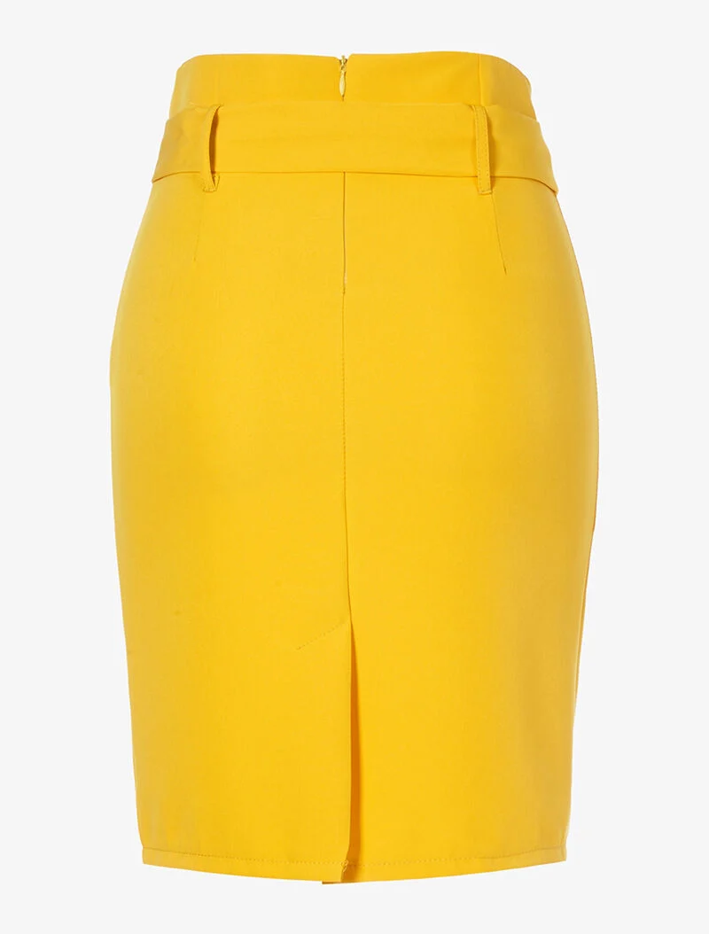 Jupe crayon avec ceinture - jaune
