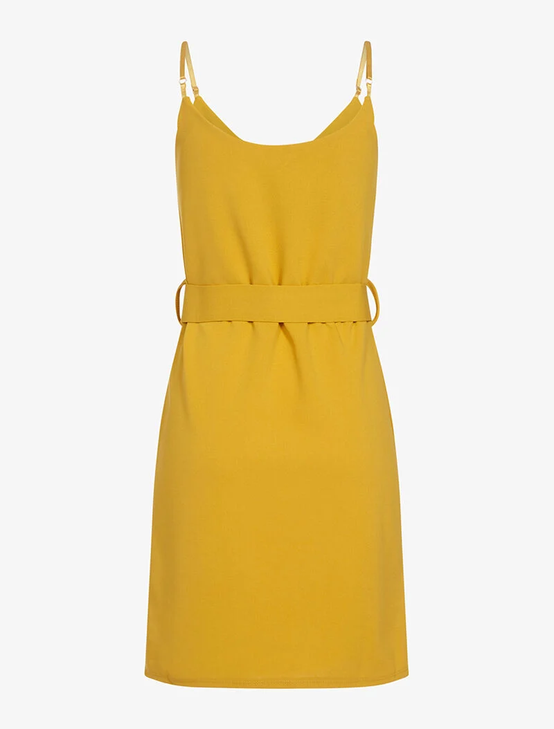 Robe nuisette à taille ceinturée - moutarde
