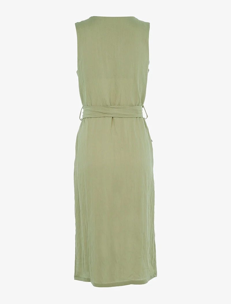 Robe longue légère à zip - kaki