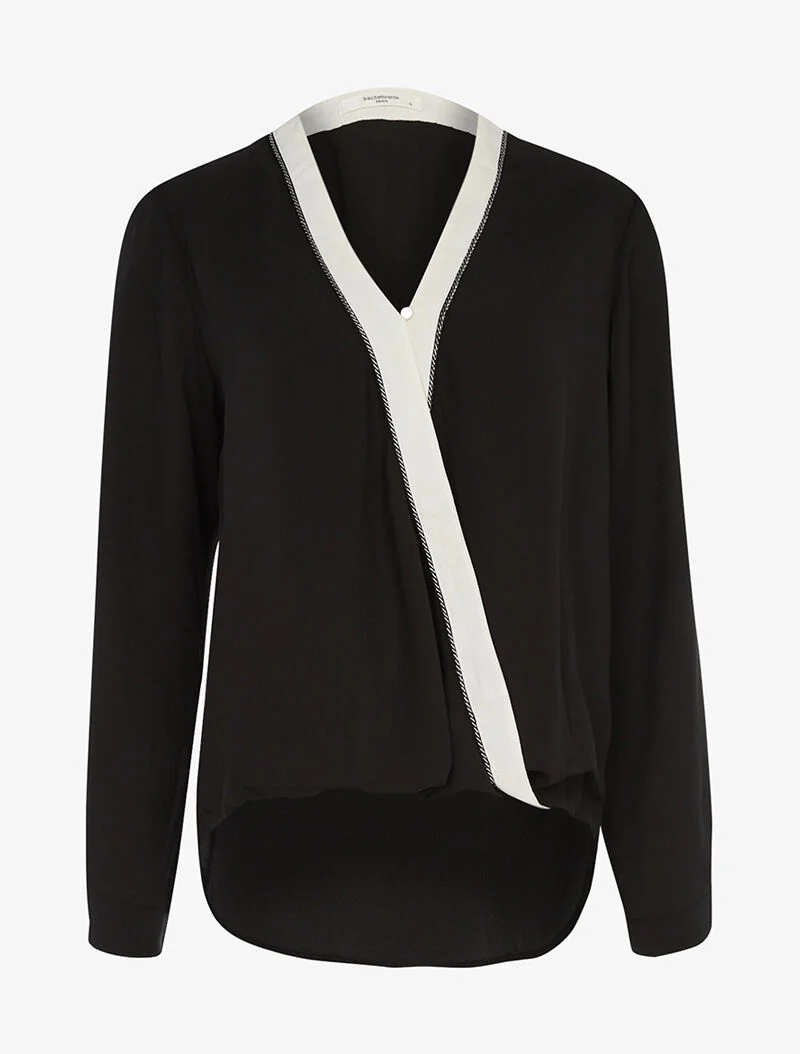 Blouse asymétrique à liseré - noir