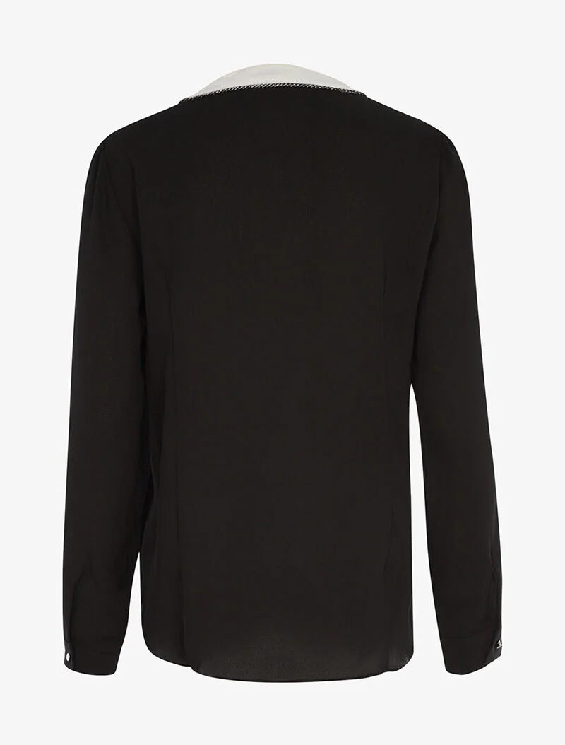 Blouse asymétrique à liseré - noir