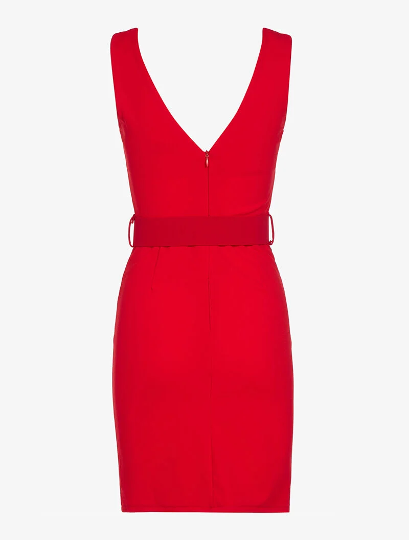Robe ajustée tricolore - rouge/blanc/noir