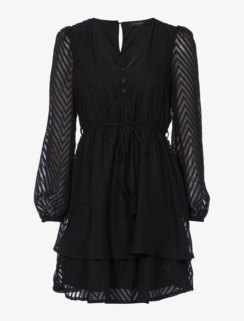 Robe dentelle piquetée - noir
