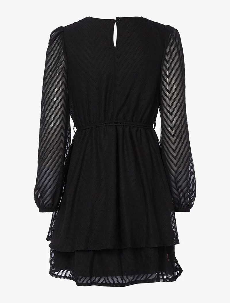 Robe dentelle piquetée - noir