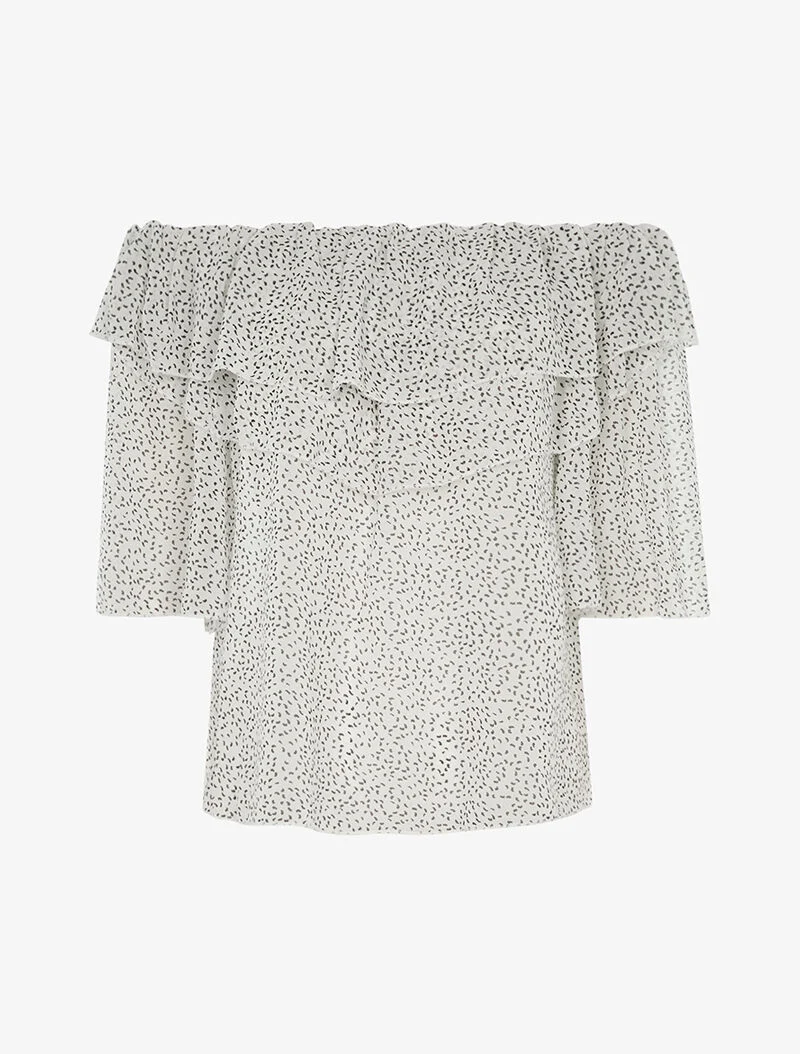 Blouse transparente mouchetée - blanc