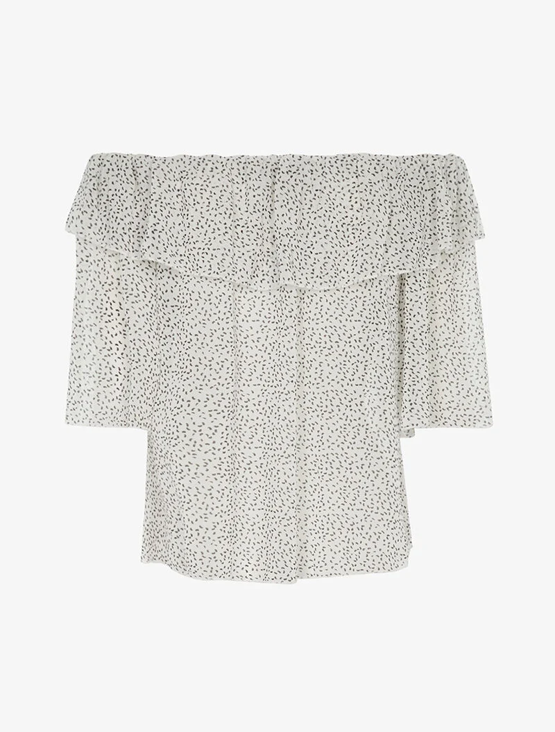 Blouse transparente mouchetée - blanc