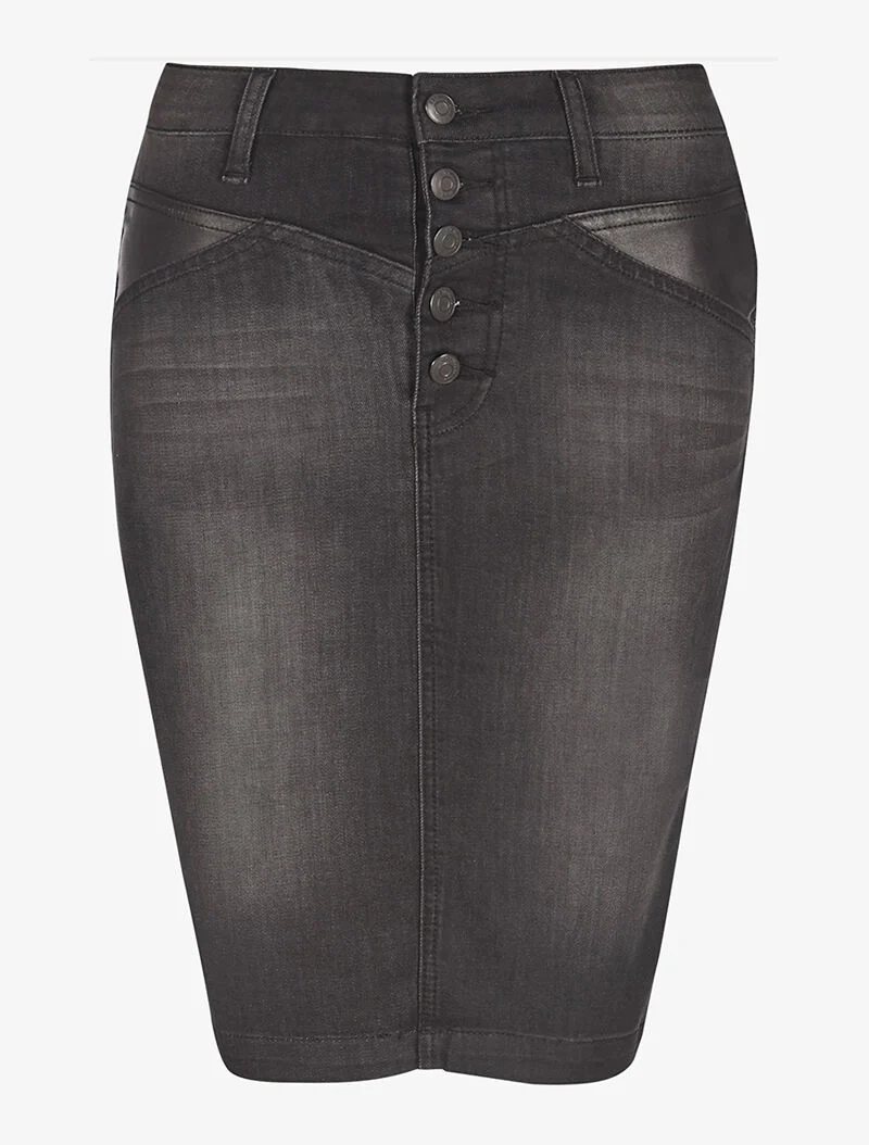 Jupe en jean à 5 boutons - anthracite