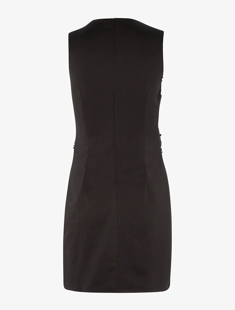 Robe cocktail à détails crochet et perles - noir