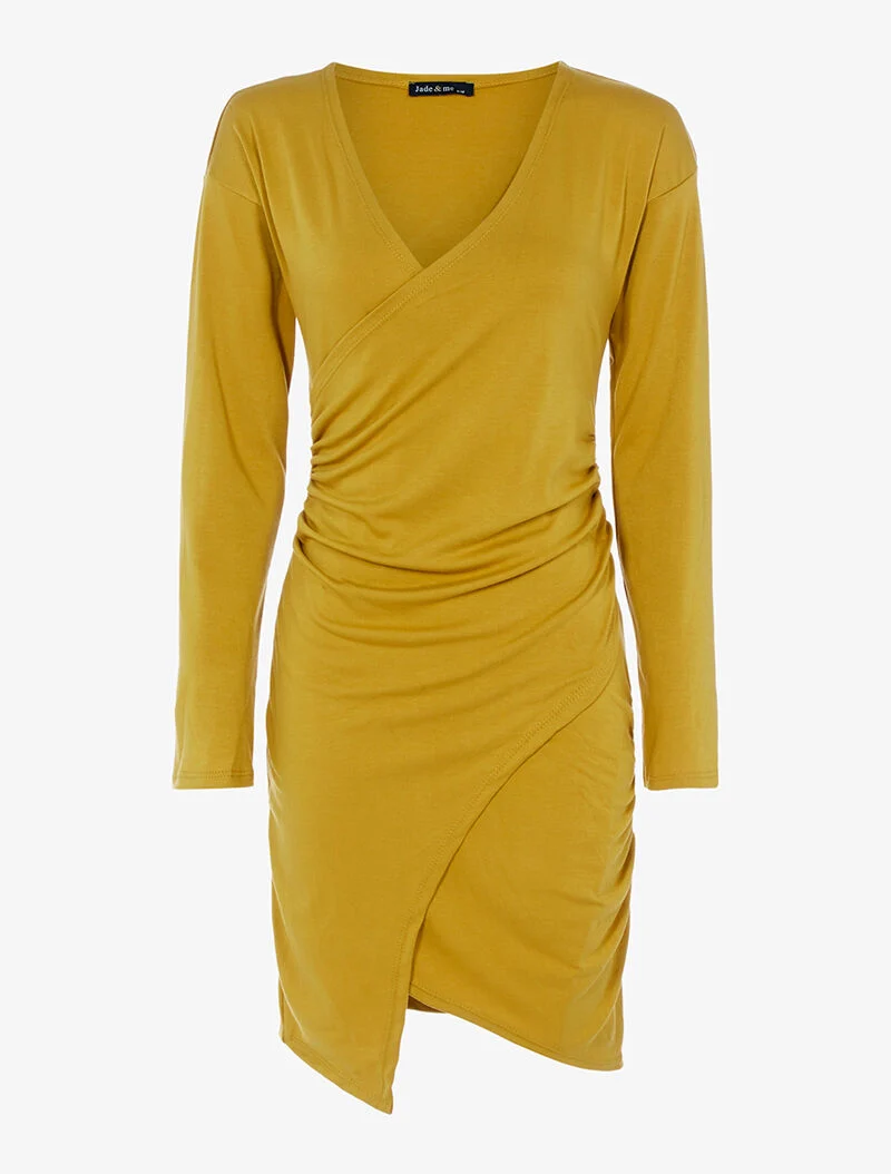 Robe cache-coeur stretch - moutarde