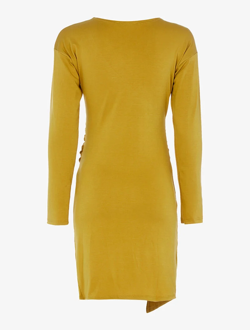 Robe cache-coeur stretch - moutarde