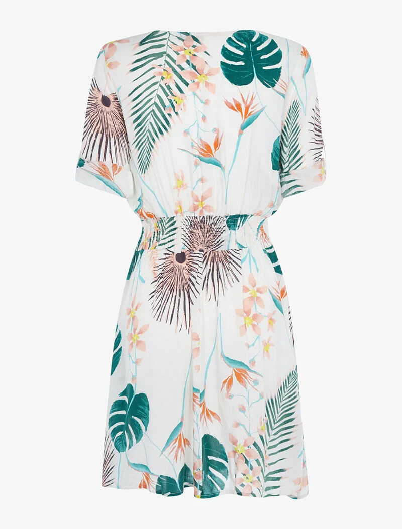 Robe légère à imprimé tropical - blanc