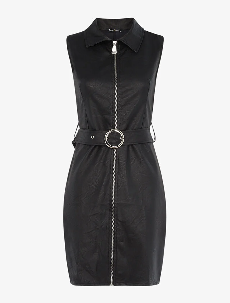 Robe zippée en simili - noir