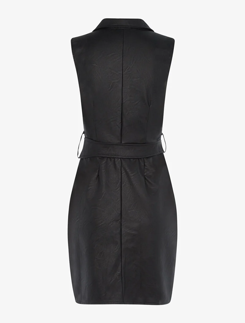 Robe zippée en simili - noir