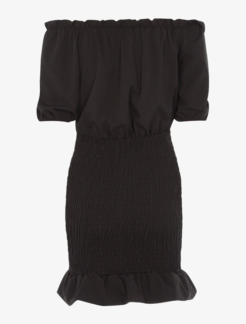 Robe ajustée à volants - noir