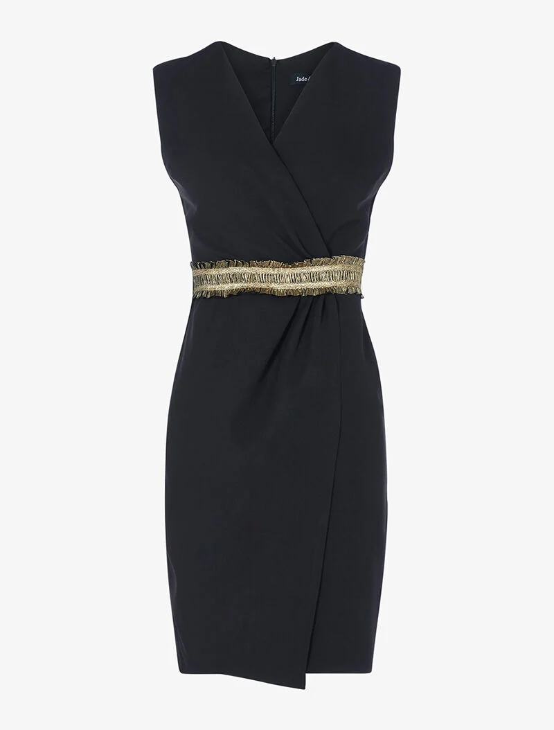 Robe portefeuille taille froncée - noir
