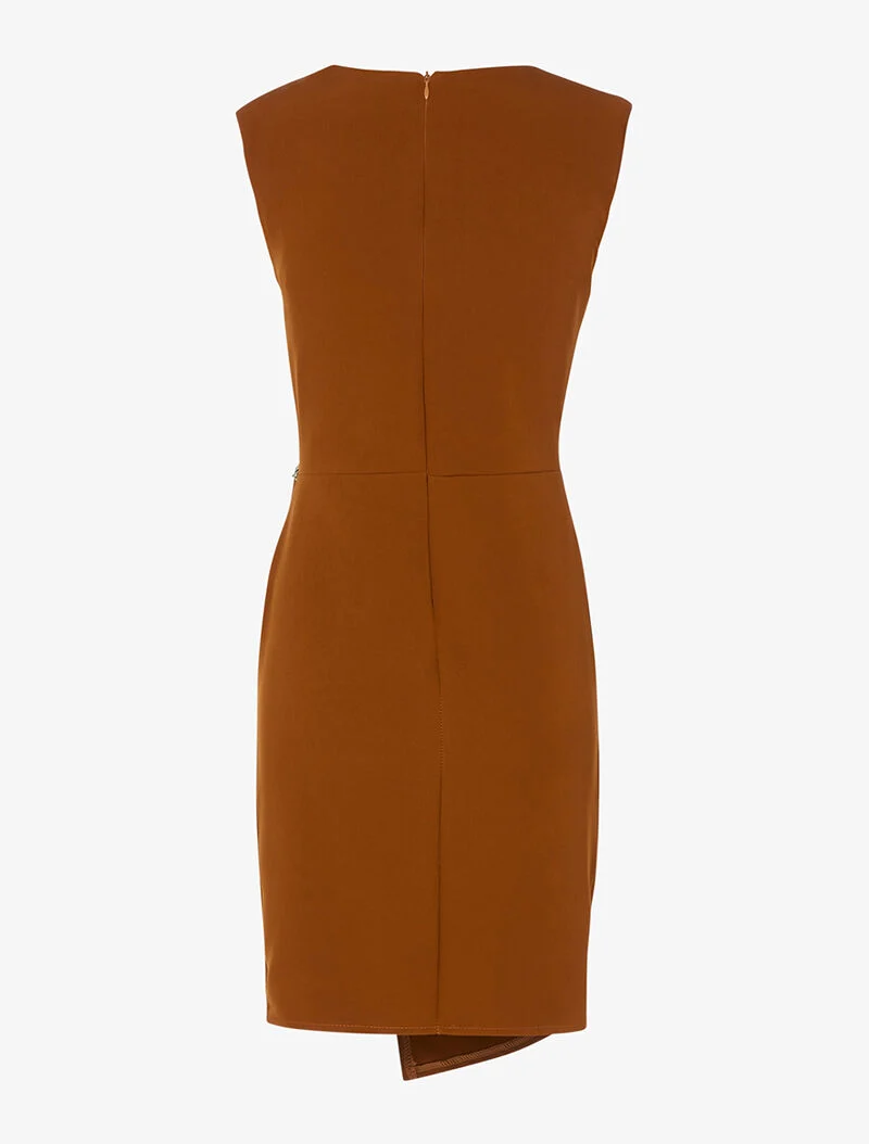 Robe portefeuille taille froncée - terre de sienne