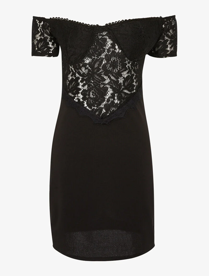 Robe en dentelle ajourée - noir