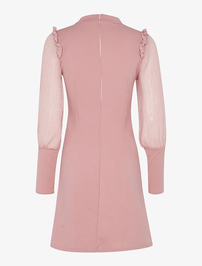 Robe ajustée à manches transparentes - rose